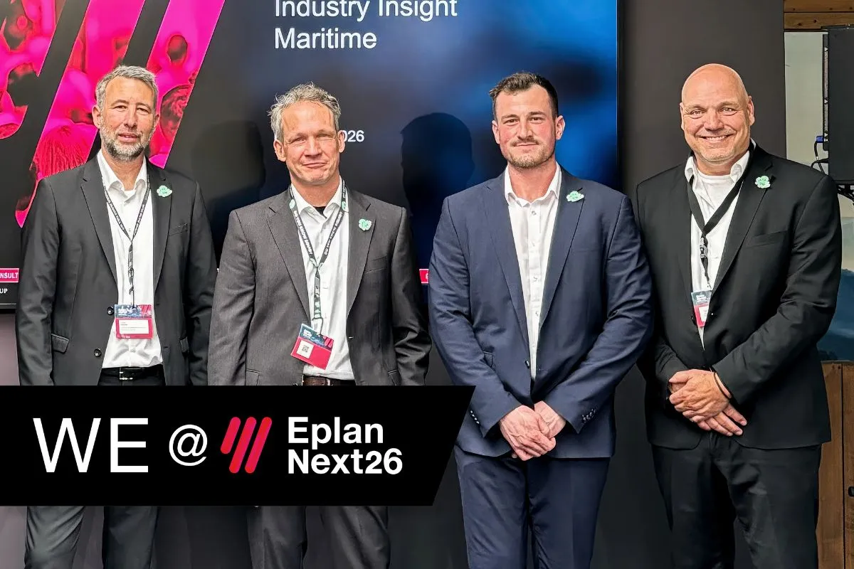 Feeko Harders, Marc-Michael Reeh, Oliver Tigges and Christian Albrecht on stage at the Industry Insights Maritime session, Eplan Next26