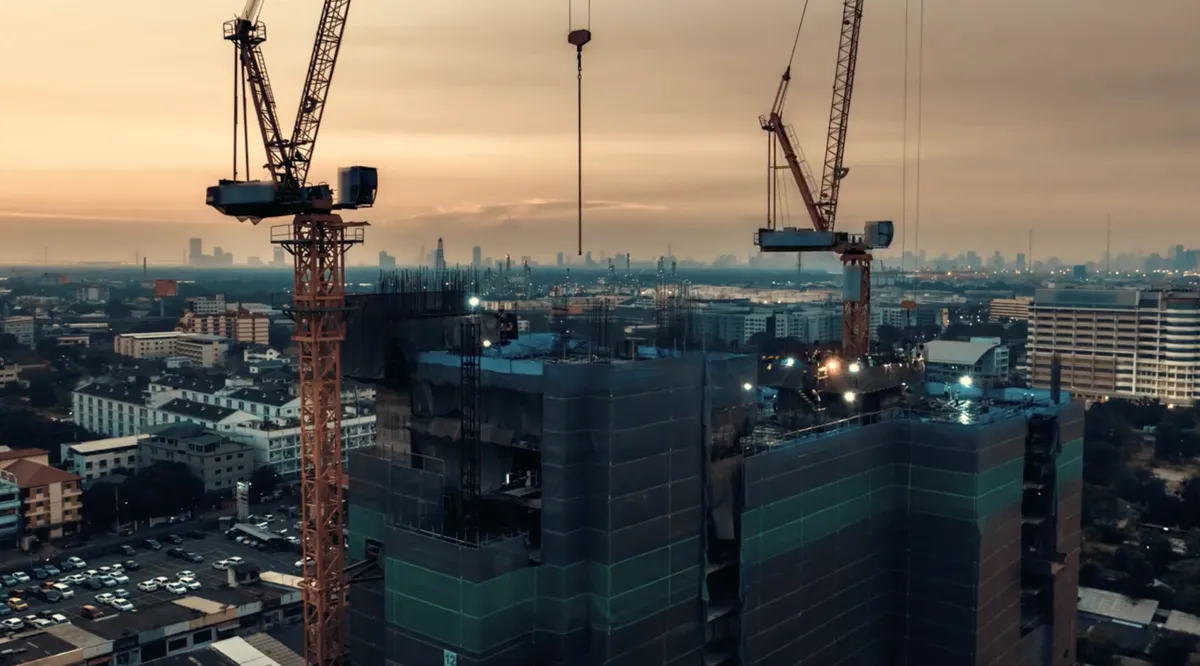 Construction site with cranes