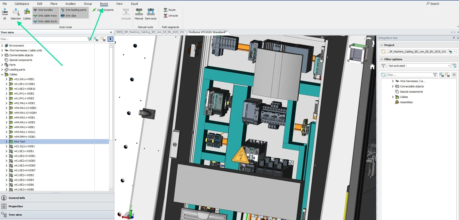 Eplan Cable proD Route menu with the routing options highlighted
